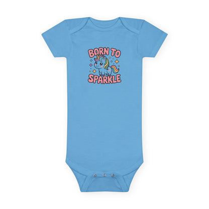 Born to Sparkle Unicorn Baby Onesie — Cute Infant Short Sleeve Bodysuit