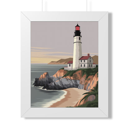 Lighthouse Coastal Framed Poster — Vertical Nautical Wall Art