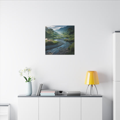 Customizable Serene River Valley Matte Canvas Print — Wall Art