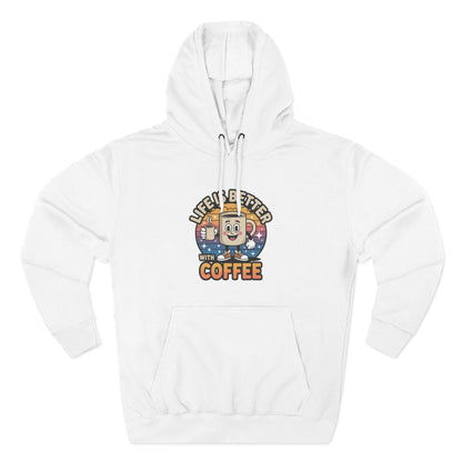 Hoodie — 'Life Is Better With Coffee' & 'Eye of the Tiger' Graphic Fleece Hoodie