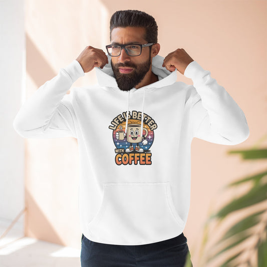 Hoodie — 'Life Is Better With Coffee' & 'Eye of the Tiger' Graphic Fleece Hoodie