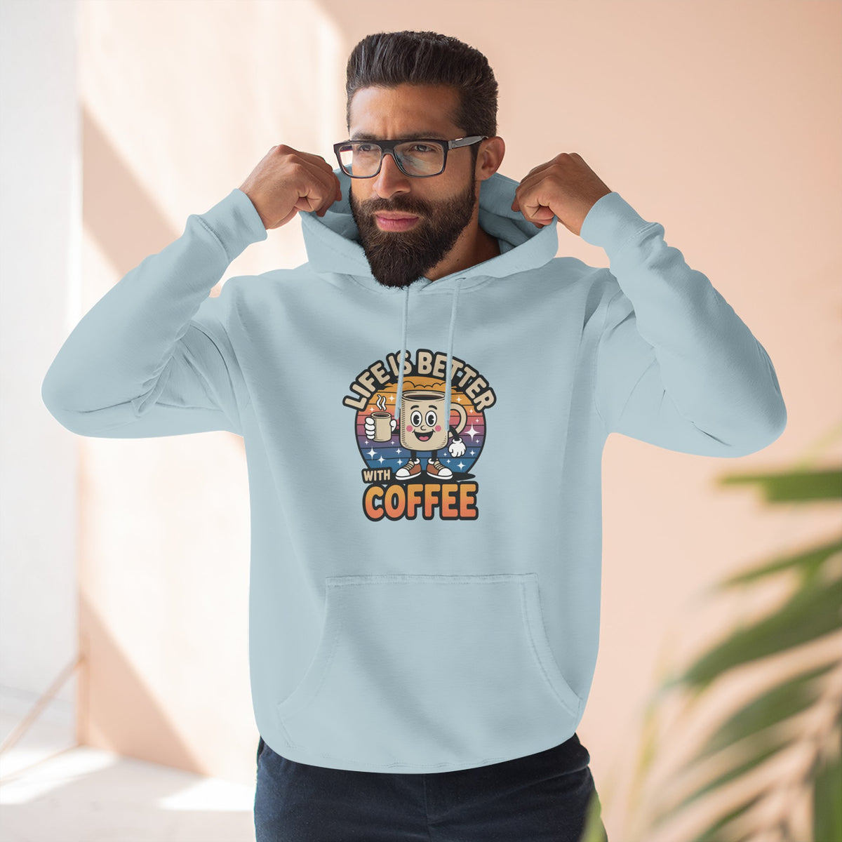 Hoodie — 'Life Is Better With Coffee' & 'Eye of the Tiger' Graphic Fleece Hoodie
