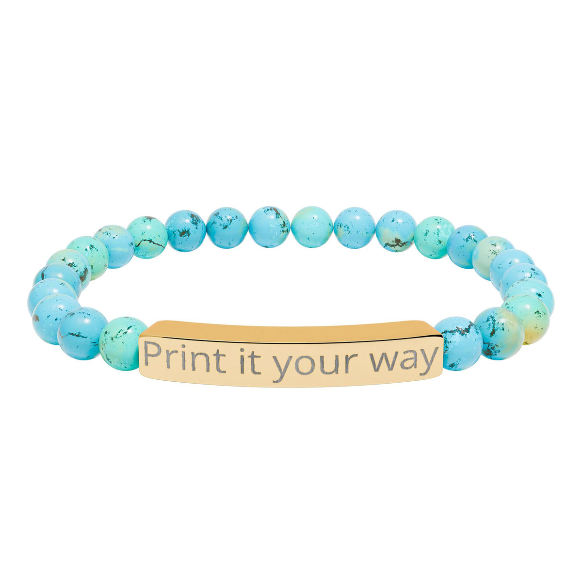 Engravable Natural Stone Stretch Bar Bracelet — Custom Message Beaded Bracelet