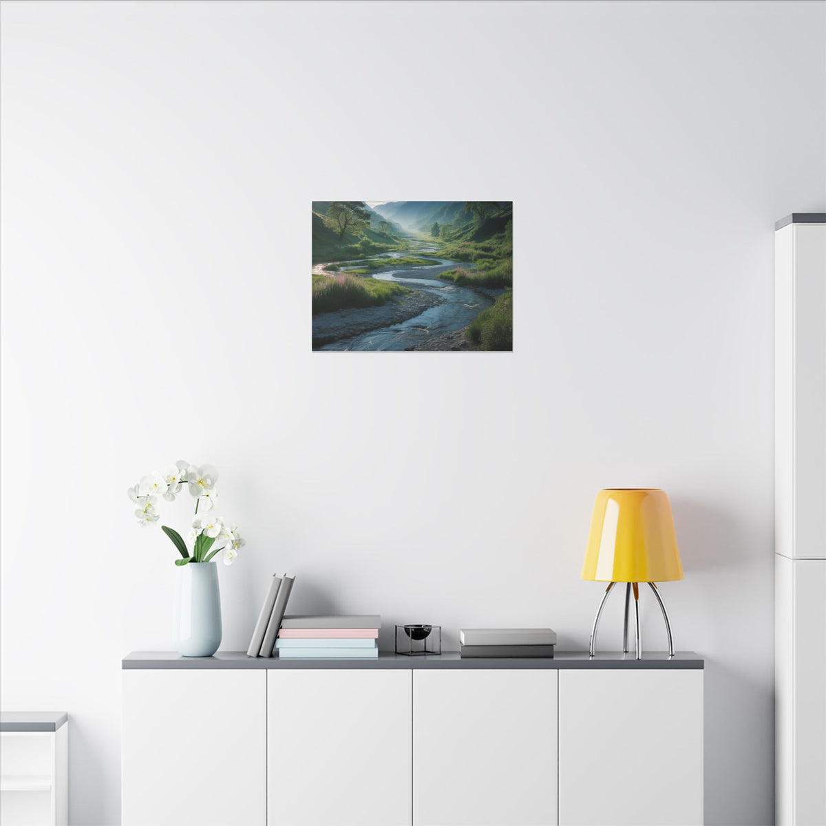 Customizable Serene River Valley Matte Canvas Print — Wall Art