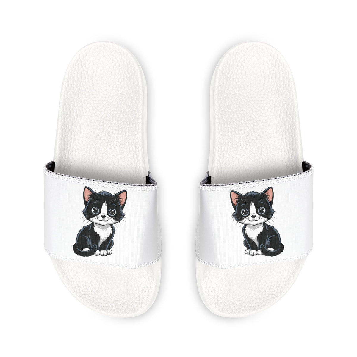 Youth Cat Graphic Slide Sandals — Removable Strap Casual Slides for Kids