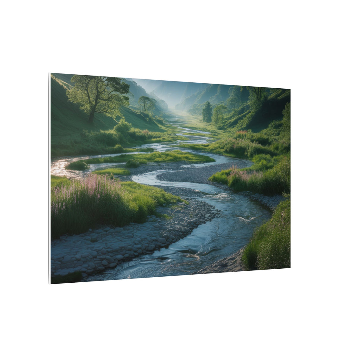 Customizable Serene River Valley Matte Canvas Print — Wall Art