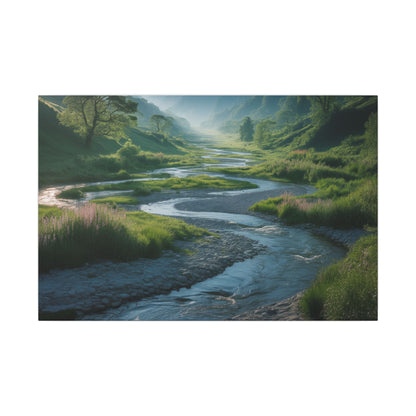 Customizable Serene River Valley Matte Canvas Print — Wall Art