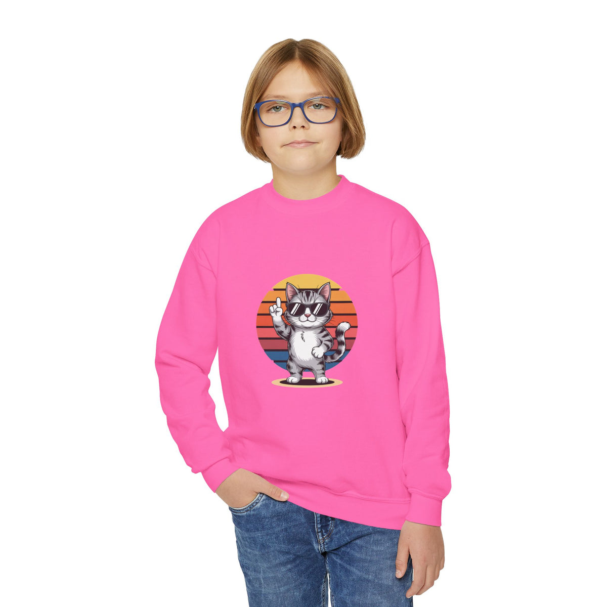 Youth Cat Crewneck Sweatshirt - Cute Kitten