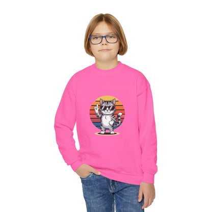 Youth Cat Crewneck Sweatshirt - Cute Kitten