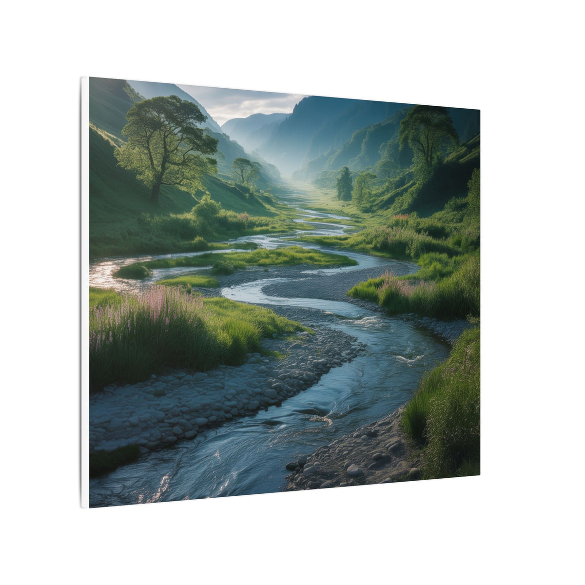 Customizable Serene River Valley Matte Canvas Print — Wall Art