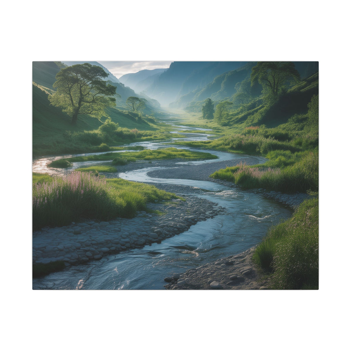 Customizable Serene River Valley Matte Canvas Print — Wall Art