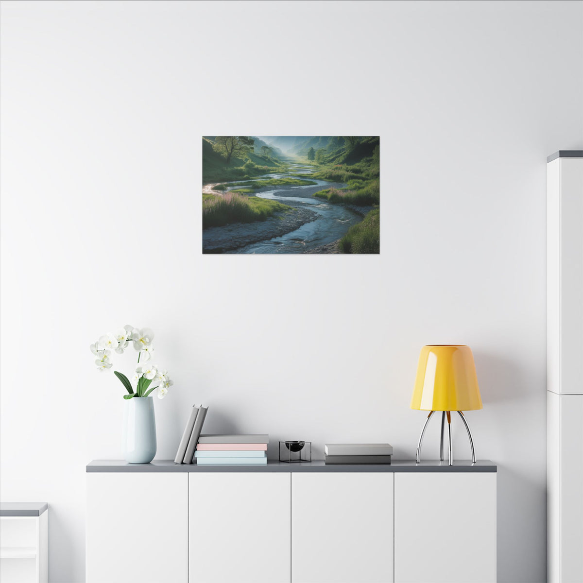 Customizable Serene River Valley Matte Canvas Print — Wall Art