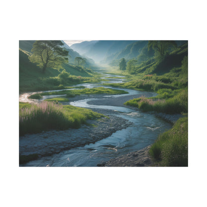 Customizable Serene River Valley Matte Canvas Print — Wall Art
