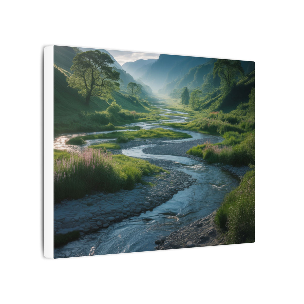 Customizable Serene River Valley Matte Canvas Print — Wall Art