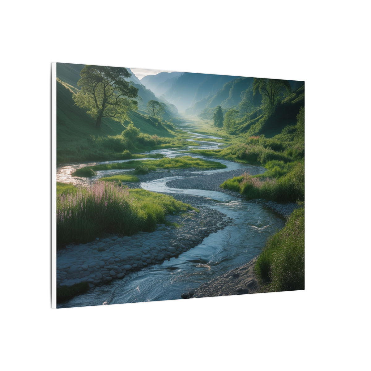 Customizable Serene River Valley Matte Canvas Print — Wall Art