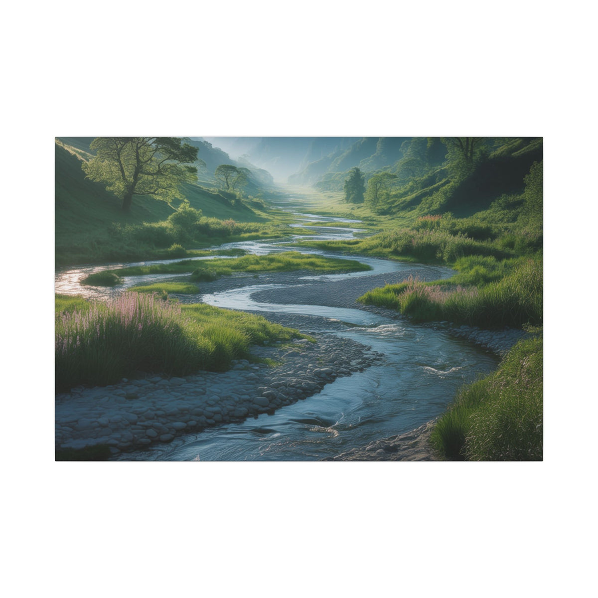 Customizable Serene River Valley Matte Canvas Print — Wall Art