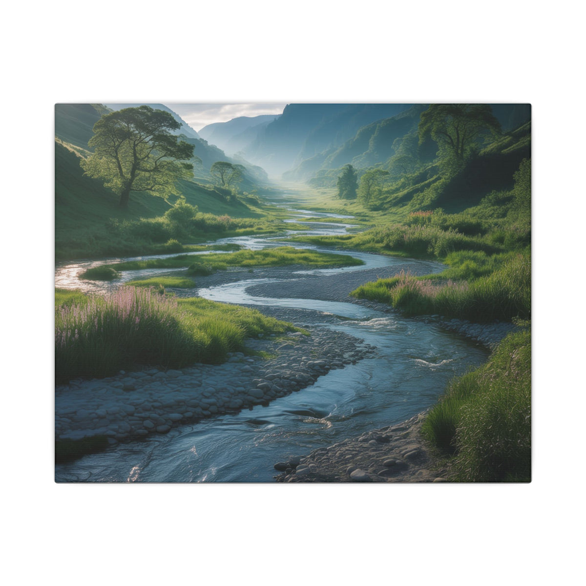 Customizable Serene River Valley Matte Canvas Print — Wall Art