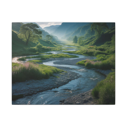 Customizable Serene River Valley Matte Canvas Print — Wall Art