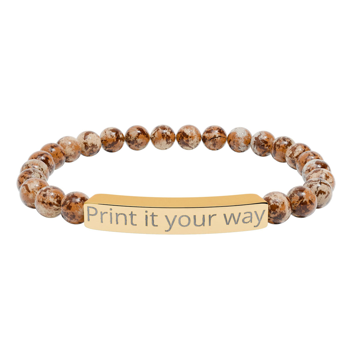 Engravable Natural Stone Stretch Bar Bracelet — Custom Message Beaded Bracelet