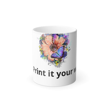 Customizable Flower & Butterfly Mug 11oz
