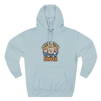 Hoodie — 'Life Is Better With Coffee' & 'Eye of the Tiger' Graphic Fleece Hoodie