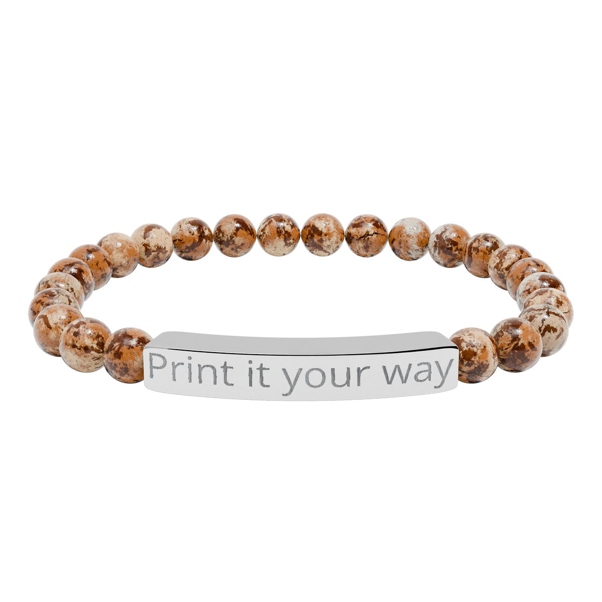 Engravable Natural Stone Stretch Bar Bracelet — Custom Message Beaded Bracelet