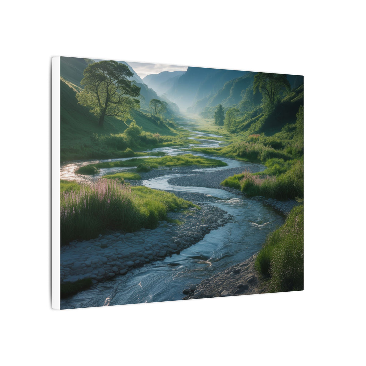 Customizable Serene River Valley Matte Canvas Print — Wall Art