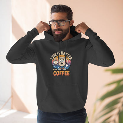 Hoodie — 'Life Is Better With Coffee' & 'Eye of the Tiger' Graphic Fleece Hoodie