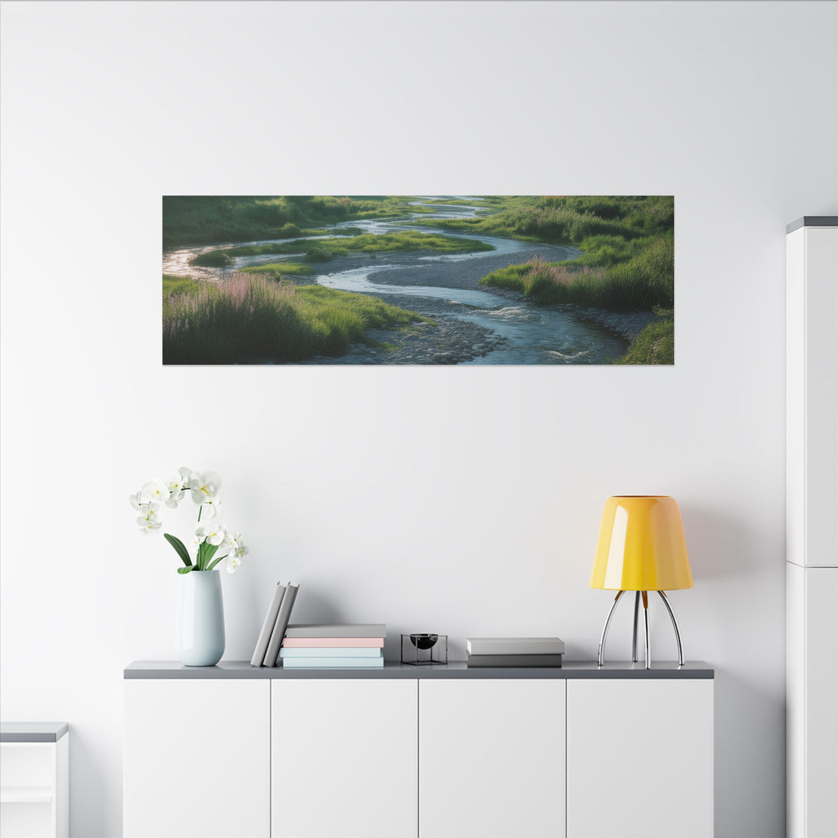 Customizable Serene River Valley Matte Canvas Print — Wall Art