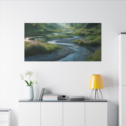 Customizable Serene River Valley Matte Canvas Print — Wall Art