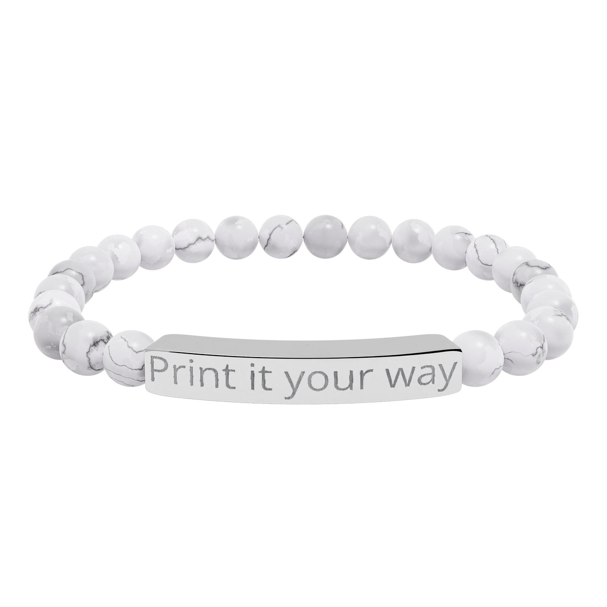 Engravable Natural Stone Stretch Bar Bracelet — Custom Message Beaded Bracelet