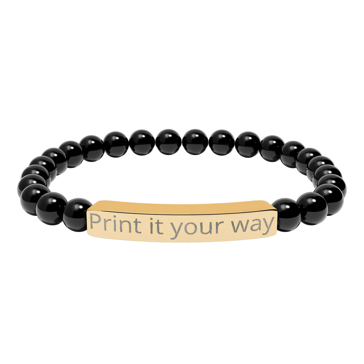 Engravable Natural Stone Stretch Bar Bracelet — Custom Message Beaded Bracelet