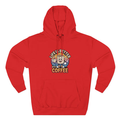 Hoodie — 'Life Is Better With Coffee' & 'Eye of the Tiger' Graphic Fleece Hoodie