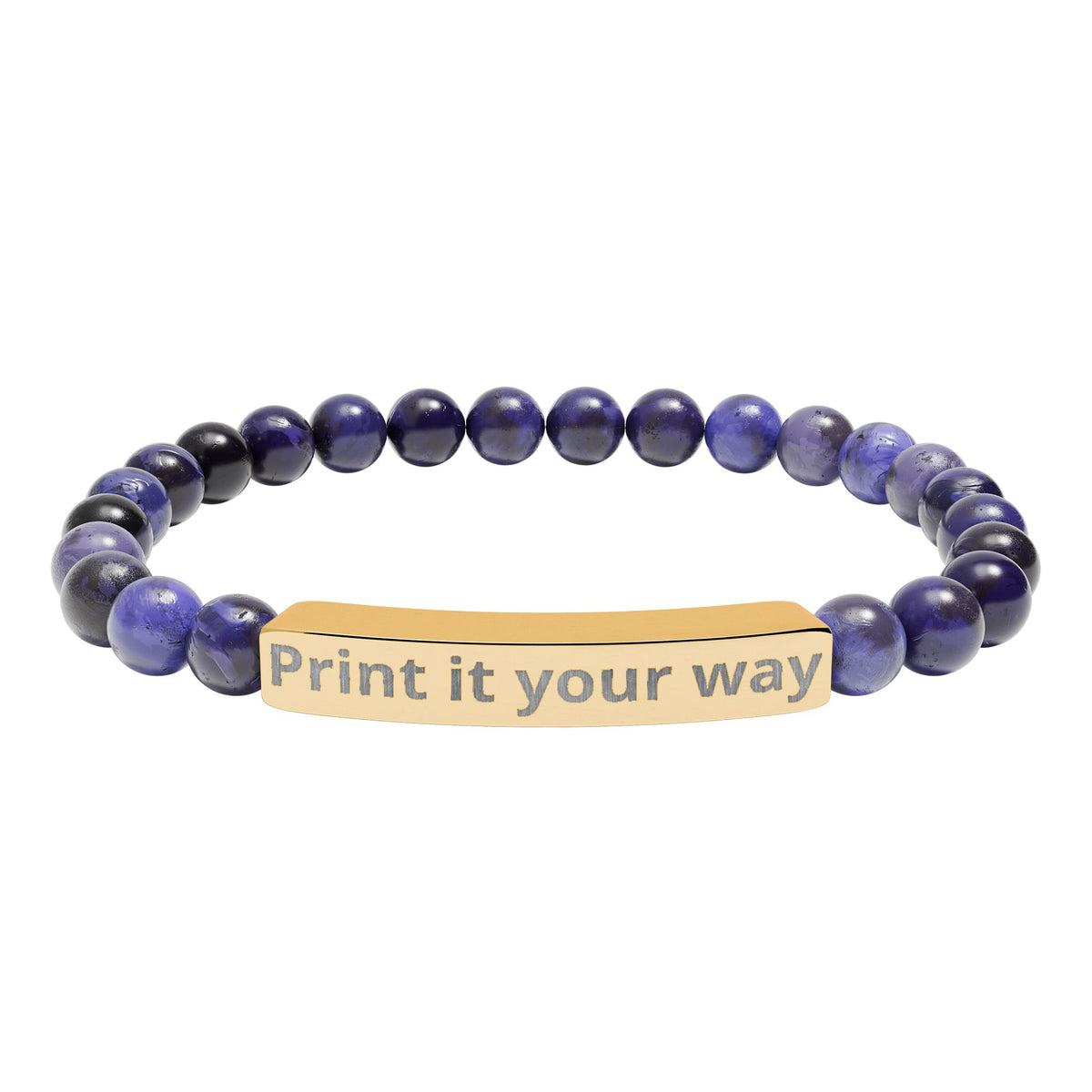 Engravable Natural Stone Stretch Bar Bracelet — Custom Message Beaded Bracelet