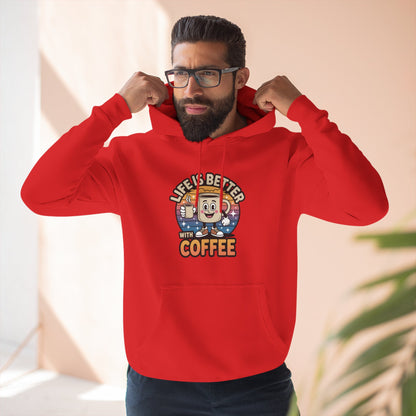 Hoodie — 'Life Is Better With Coffee' & 'Eye of the Tiger' Graphic Fleece Hoodie