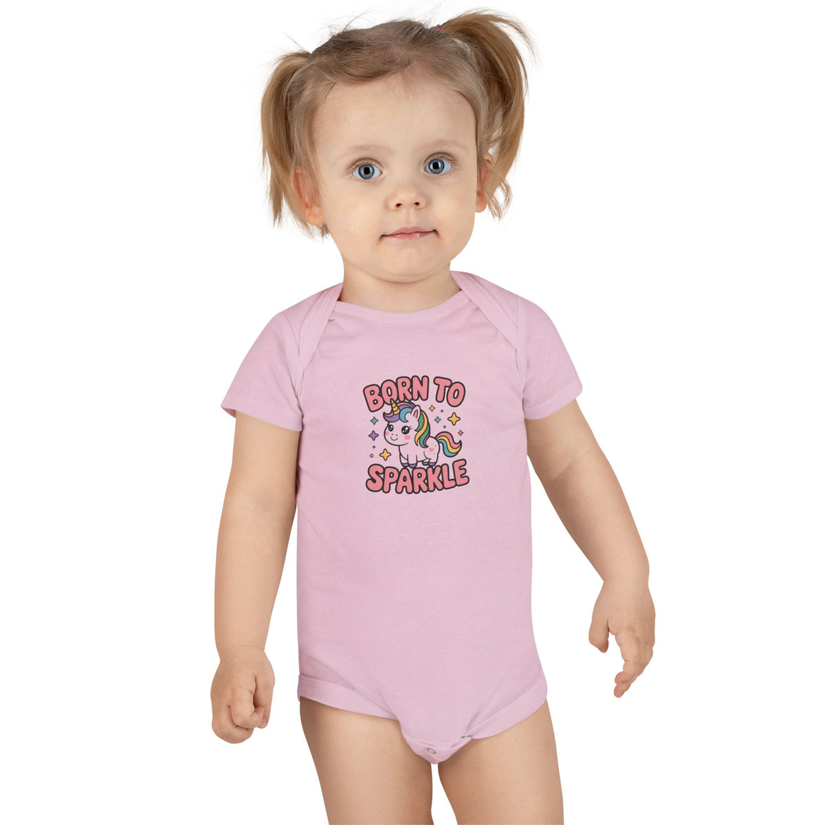 Born to Sparkle Unicorn Baby Onesie — Cute Infant Short Sleeve Bodysuit
