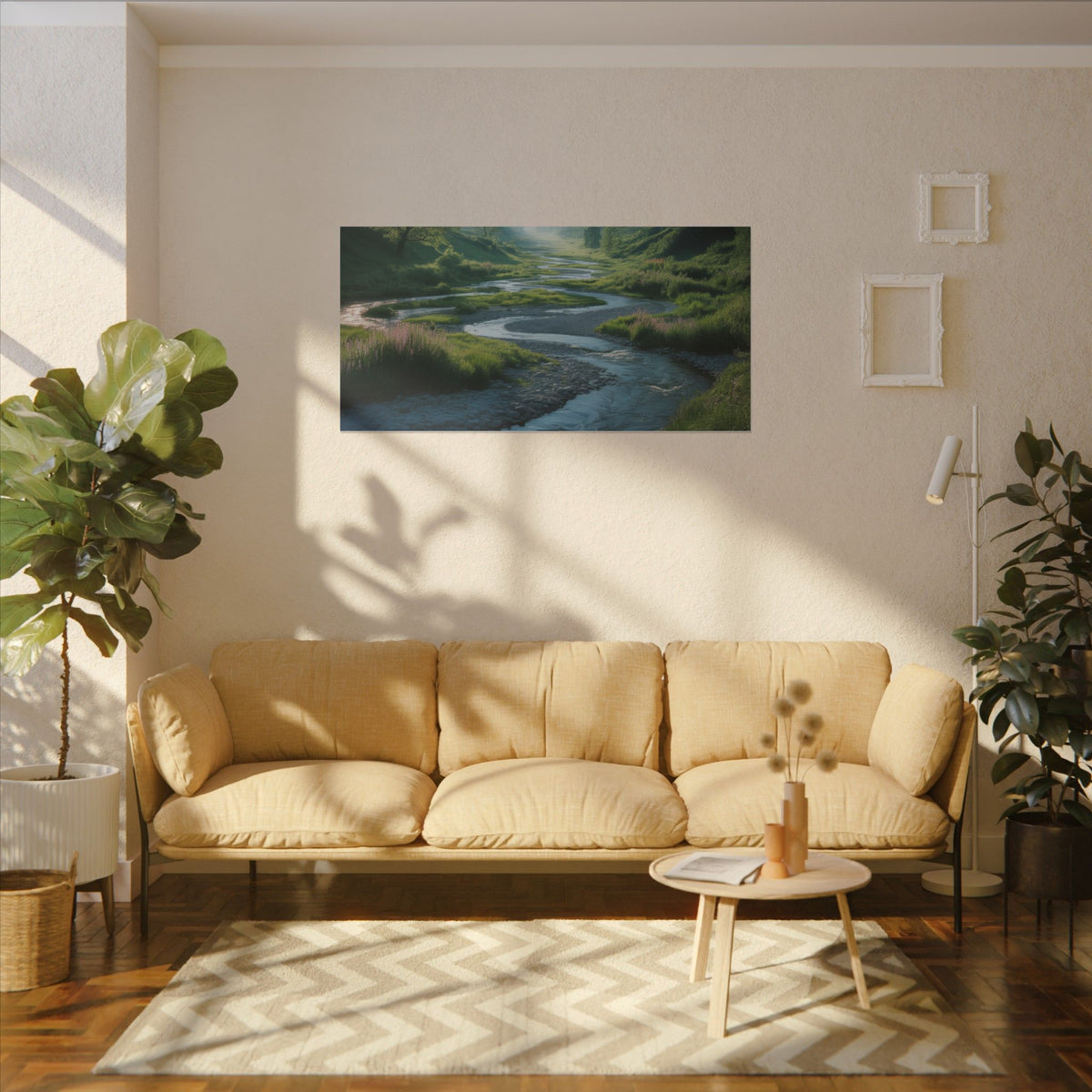 Customizable Serene River Valley Matte Canvas Print — Wall Art