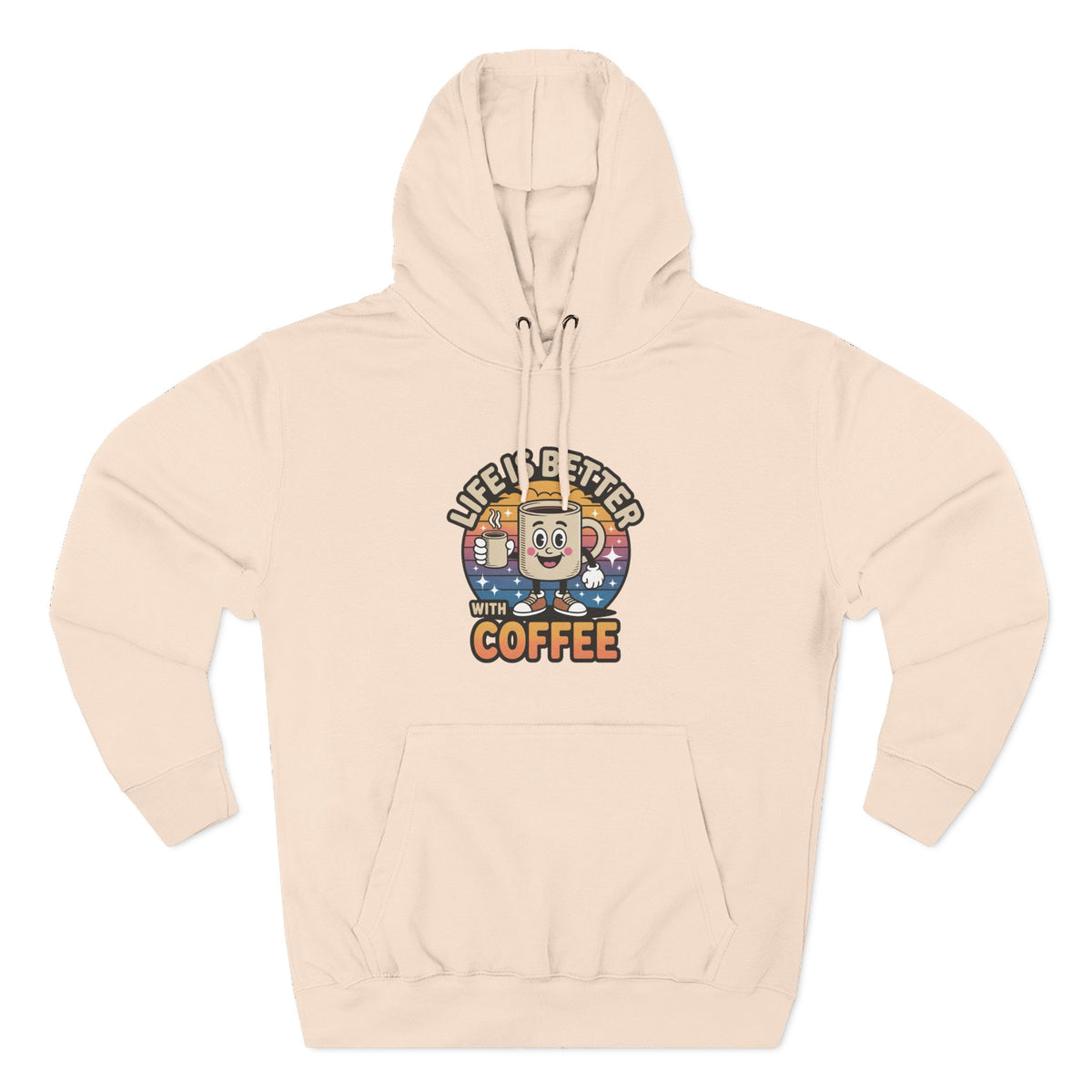Hoodie — 'Life Is Better With Coffee' & 'Eye of the Tiger' Graphic Fleece Hoodie