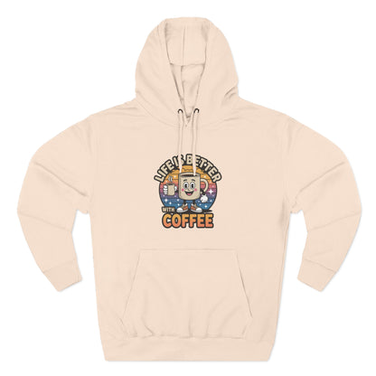 Hoodie — 'Life Is Better With Coffee' & 'Eye of the Tiger' Graphic Fleece Hoodie