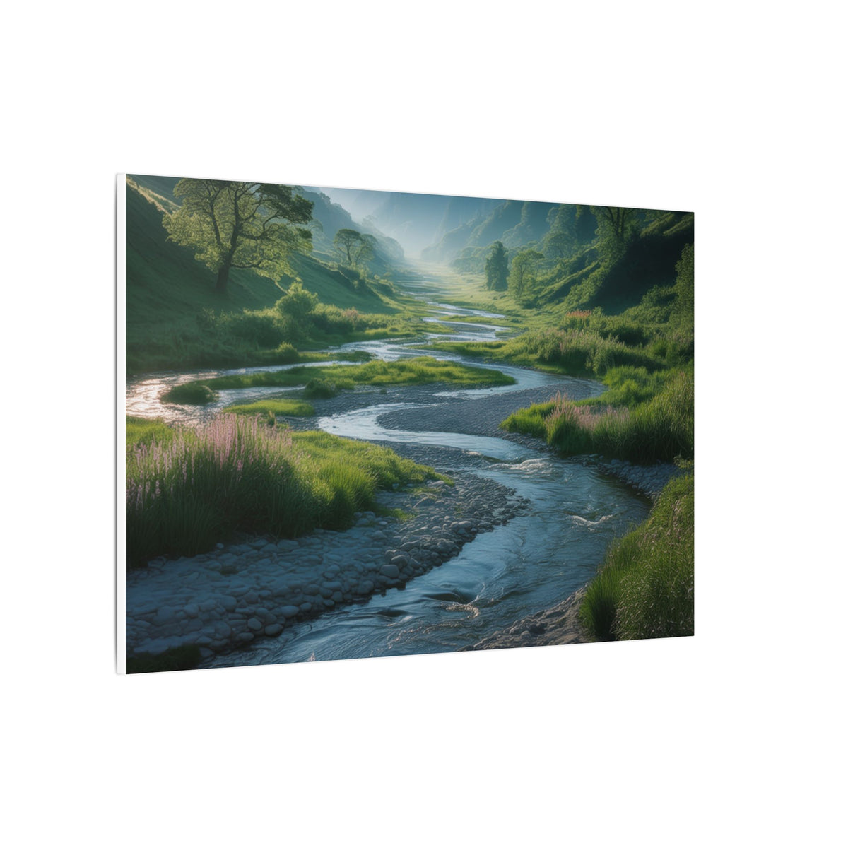 Customizable Serene River Valley Matte Canvas Print — Wall Art