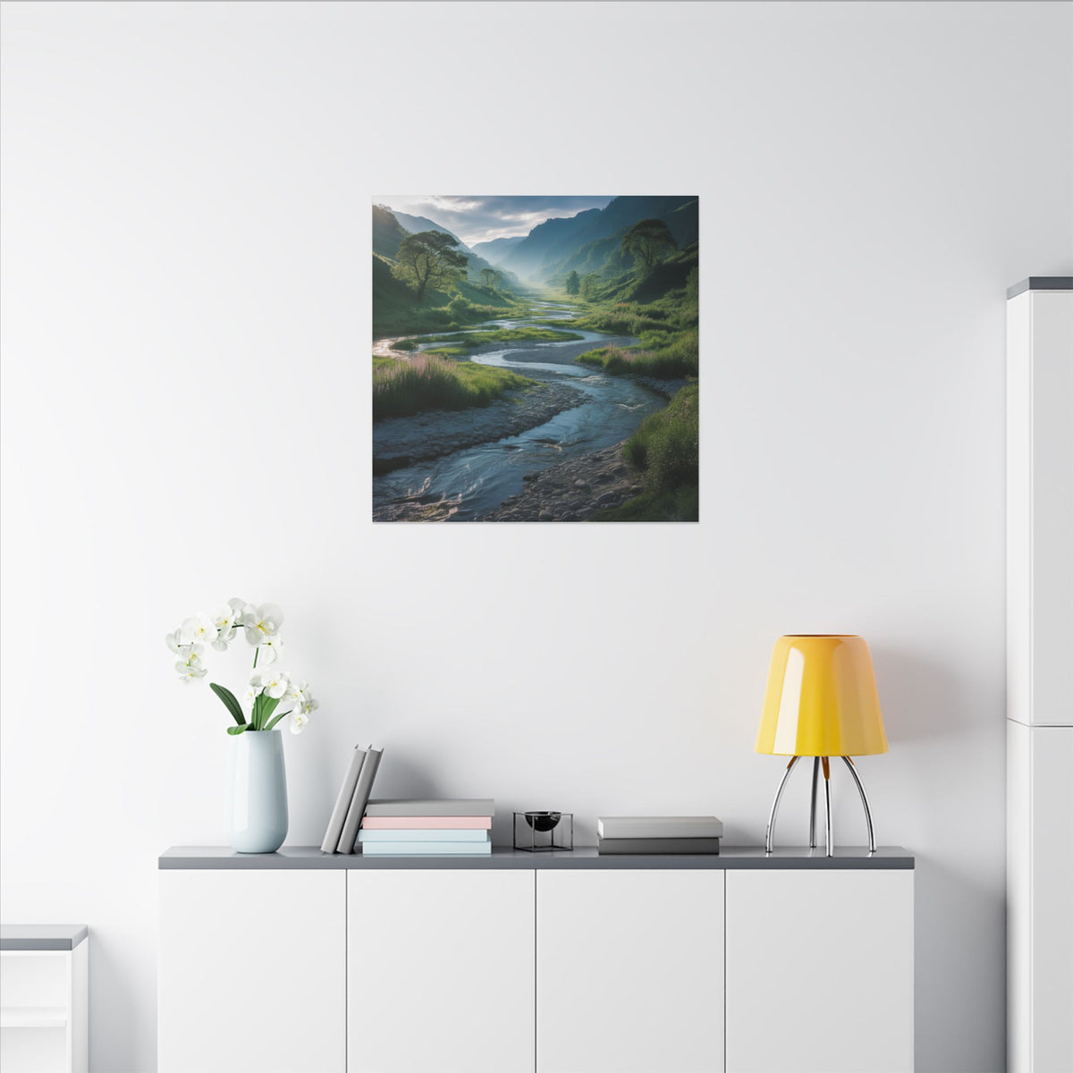 Customizable Serene River Valley Matte Canvas Print — Wall Art