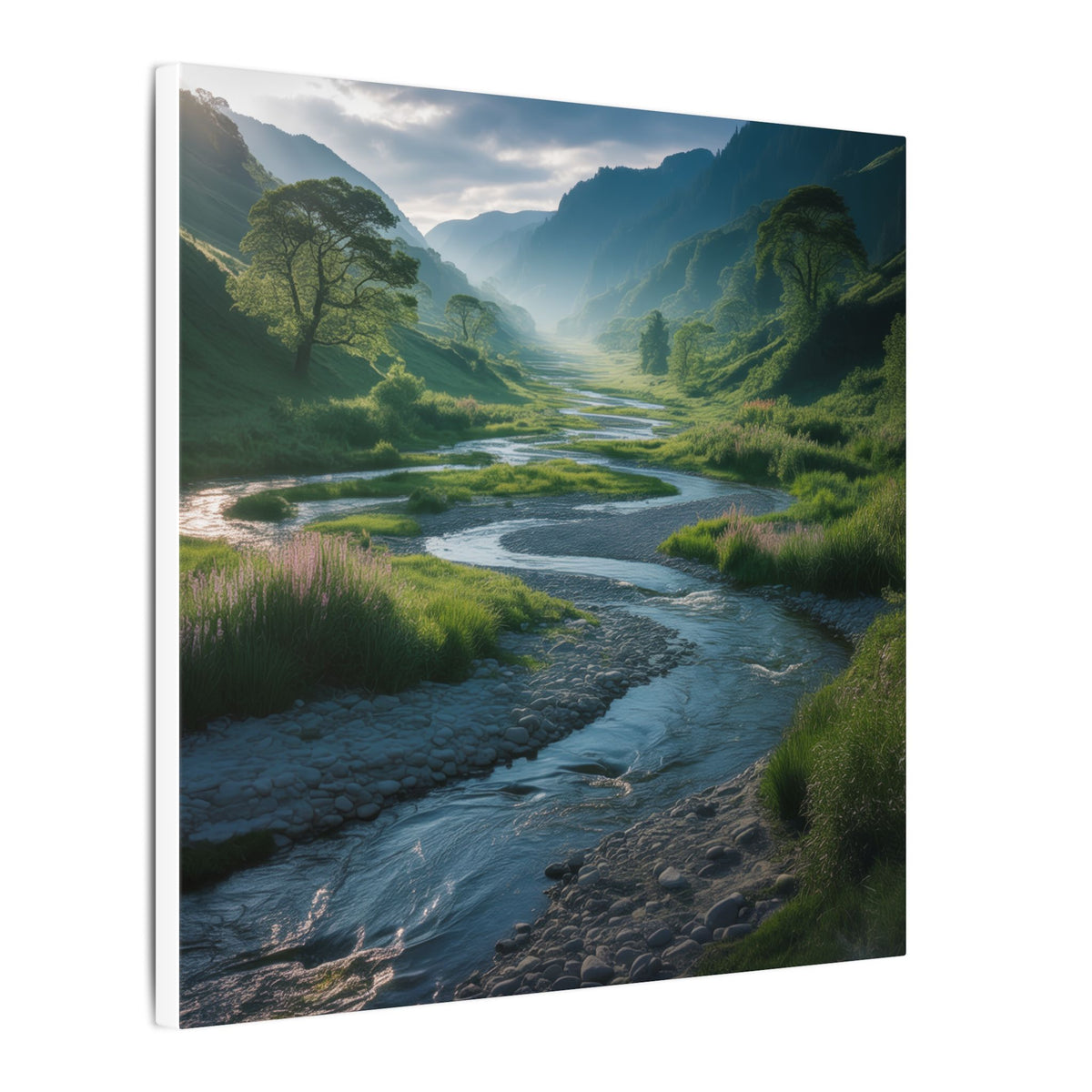 Customizable Serene River Valley Matte Canvas Print — Wall Art