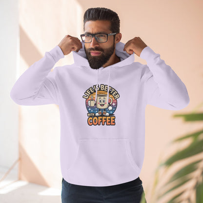 Hoodie — 'Life Is Better With Coffee' & 'Eye of the Tiger' Graphic Fleece Hoodie