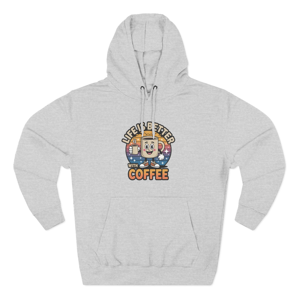 Hoodie — 'Life Is Better With Coffee' & 'Eye of the Tiger' Graphic Fleece Hoodie
