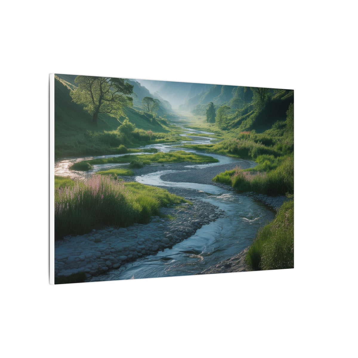 Customizable Serene River Valley Matte Canvas Print — Wall Art