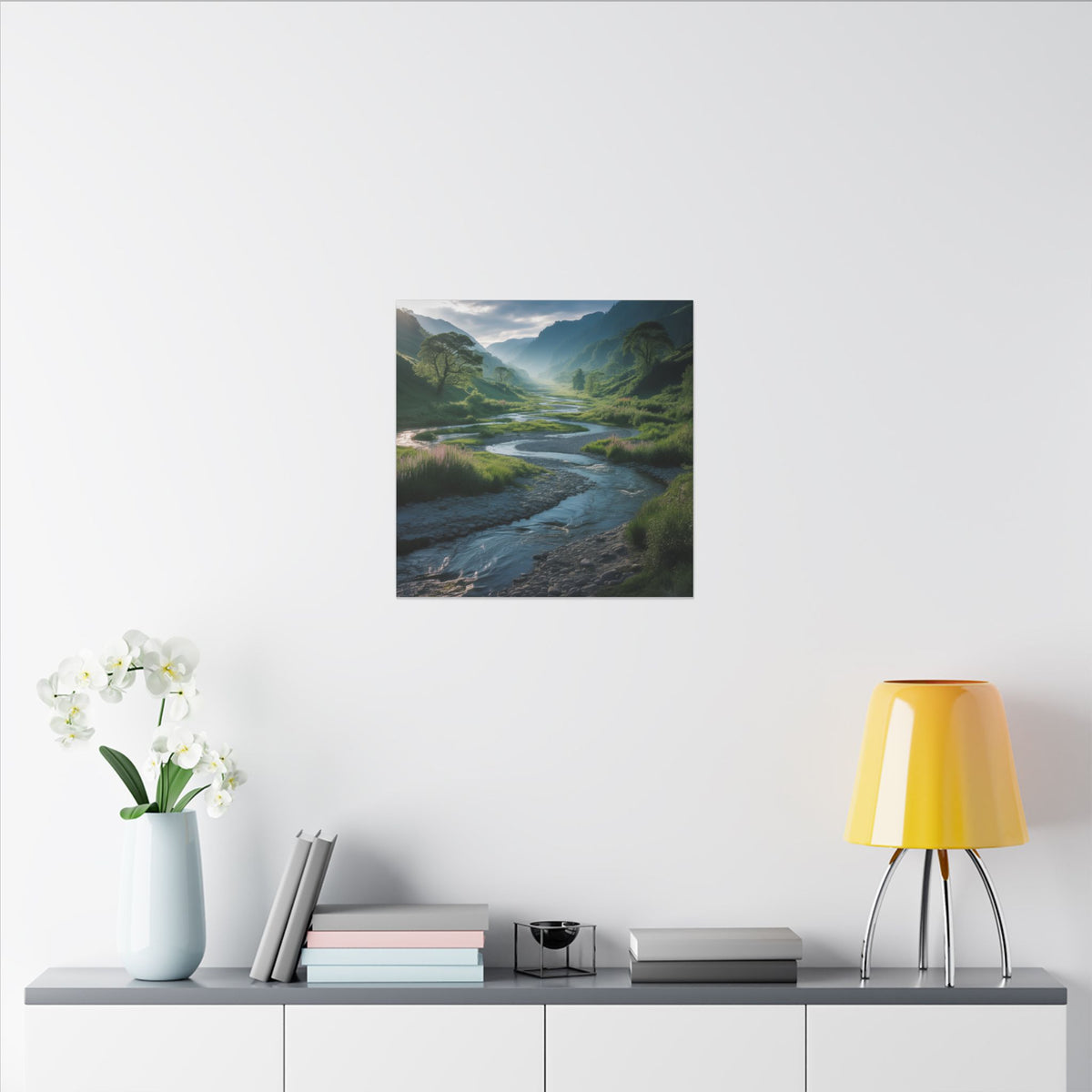 Customizable Serene River Valley Matte Canvas Print — Wall Art