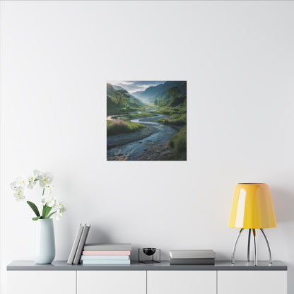 Customizable Serene River Valley Matte Canvas Print — Wall Art