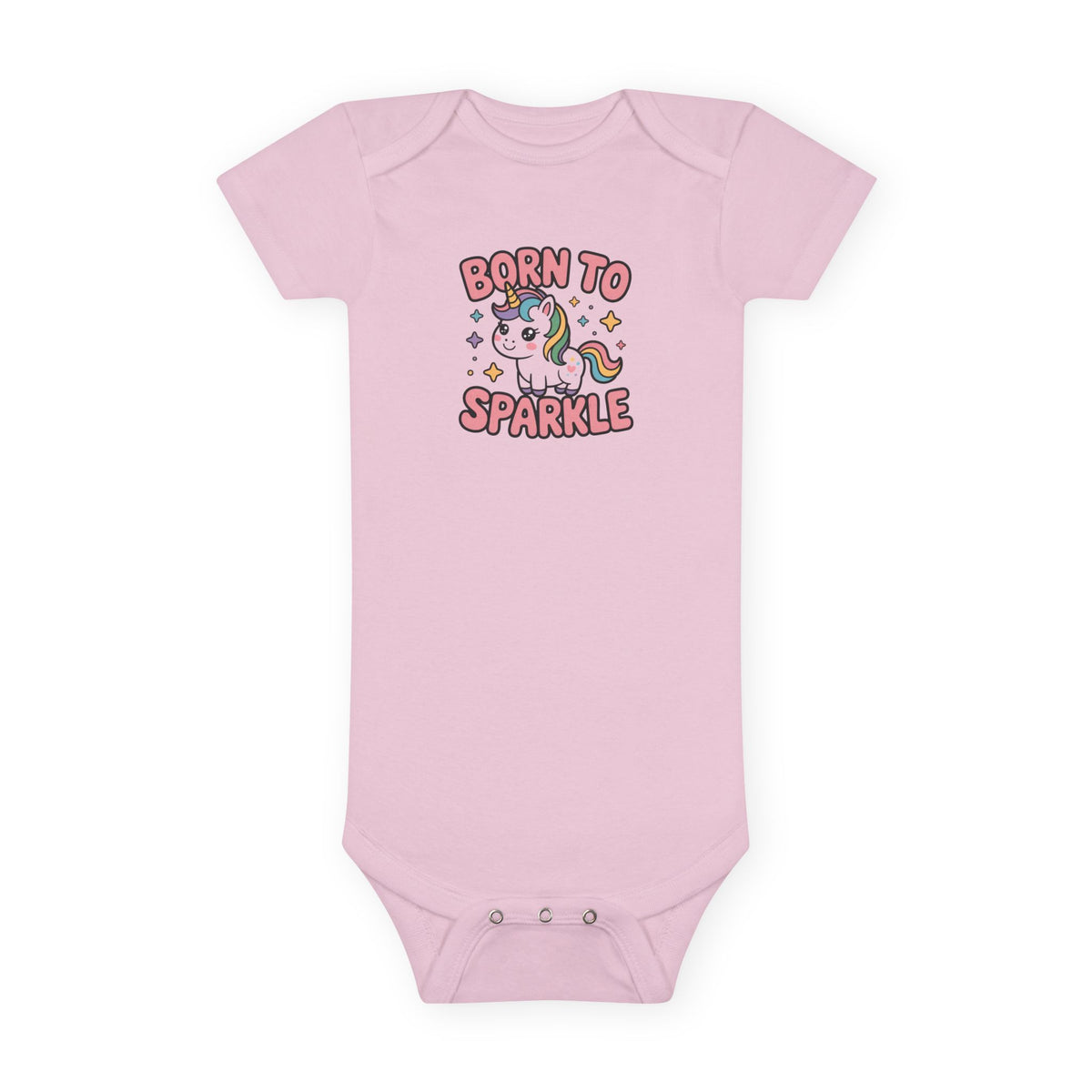 Born to Sparkle Unicorn Baby Onesie — Cute Infant Short Sleeve Bodysuit