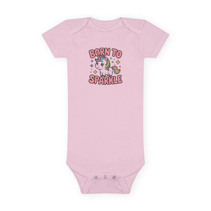 Born to Sparkle Unicorn Baby Onesie — Cute Infant Short Sleeve Bodysuit