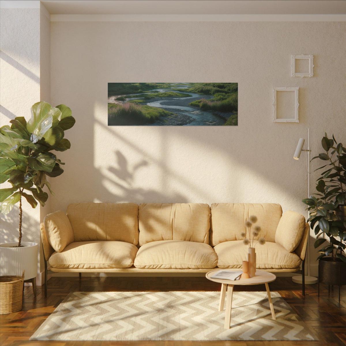 Customizable Serene River Valley Matte Canvas Print — Wall Art
